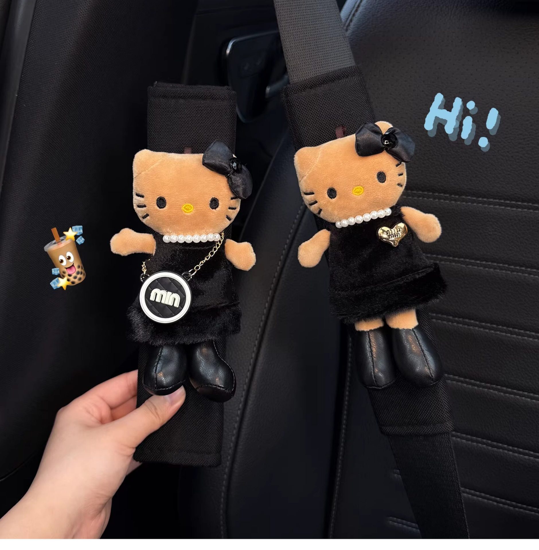 Car Seatbelt Shoulder Pads, Cute Kitty Decorative Safety Straps for Vehicles, Anti-Wear Clothing for Couples, One Pair for Women