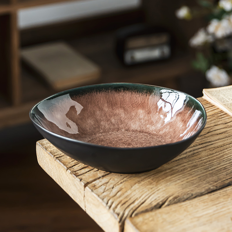 Retro hielo agrietado esmalte especial tazón de cerámica doméstica al por mayor tazón de platos de estilo japonés tazón de ensalada tazón de fideos hacer tazón de platos viejos