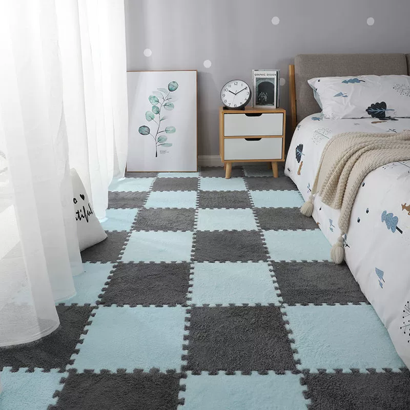Плоский коврик (INS) 30×30×1.2 см, плюшевые Interlocking плитки для спальни девушки и прикроватной зоны