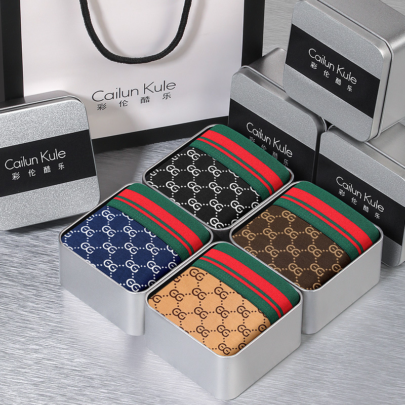 4 men's underwear men's boxers thin breathable cotton boxer shorts bottoms summer gift box ck р l