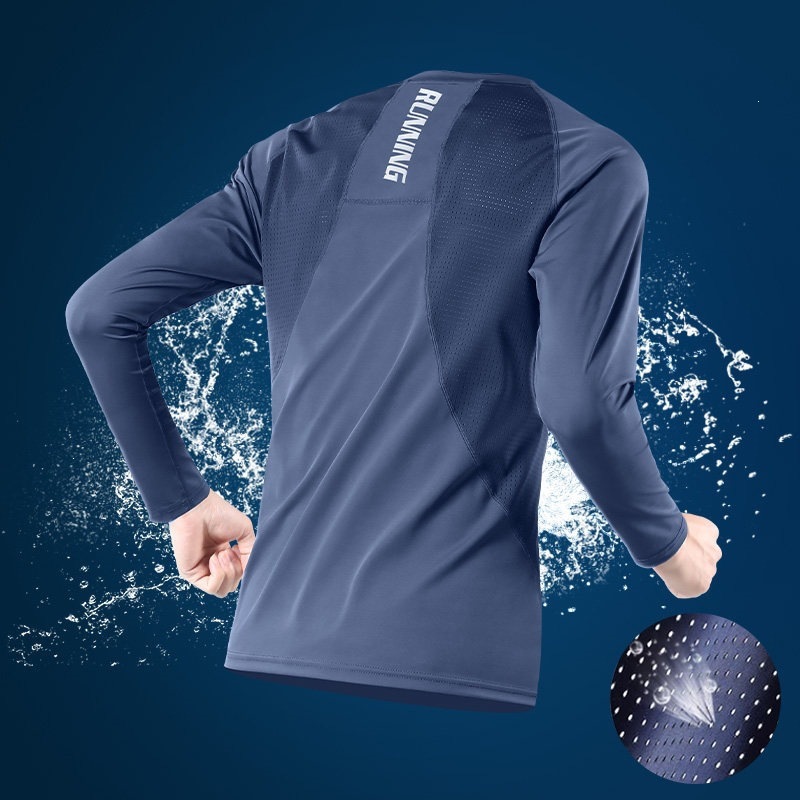 Correr al por mayor transfronterizos fitness ropa deportiva camiseta de mangas largas camiseta elástica camiseta deportiva para hombres