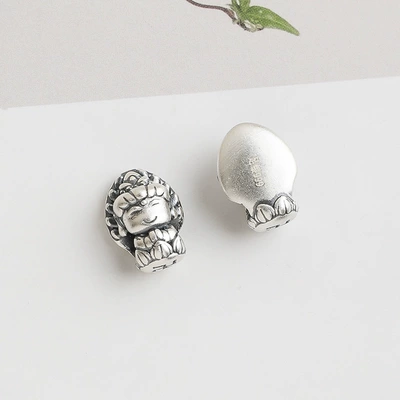 S999 foot silver twelve zodiac eight patron saint beads DIY handmade beaded 3D hard silver bracelet loose beads accessories (Zərgərlik ara hissələri) - thousand-hand-guanyin-rat-pure-silver-999piece
