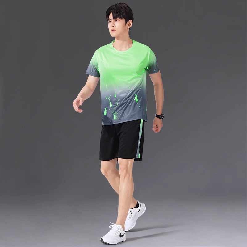 Traje deportivo Ropa de secado rápido para hombre Camiseta de seda de hielo Camiseta de manga corta para correr de verano Ropa de fitness Ropa de baloncesto Ropa de bádminton