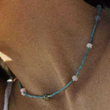 项链蓝松石斑点天然石小众个性设计手工制作百搭潮流男女度假风饰