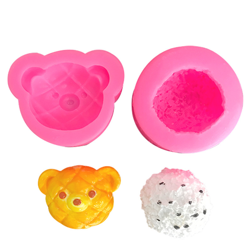 Simulación bola de arroz oso bolsa de piña forma molde de silicona vela de bricolaje molde de decoración de yeso