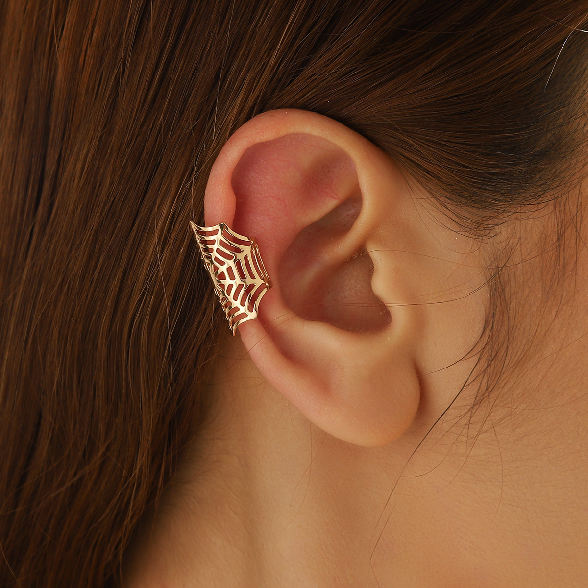 Unique Niche Spider Web Ear Cuff for Women Halloween Earrings Trendy Cool Spicy Girl Ear Clip Adjustable Earrings