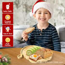 木制家用圣诞老人辅食盘零食点心托盘奶酪板小吃盘糖果盘木质