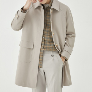 2024 New Autumn and Winter Lapel Casual Coat Men's Mid-length Loose Korean-style Coat Simple Style Jacket