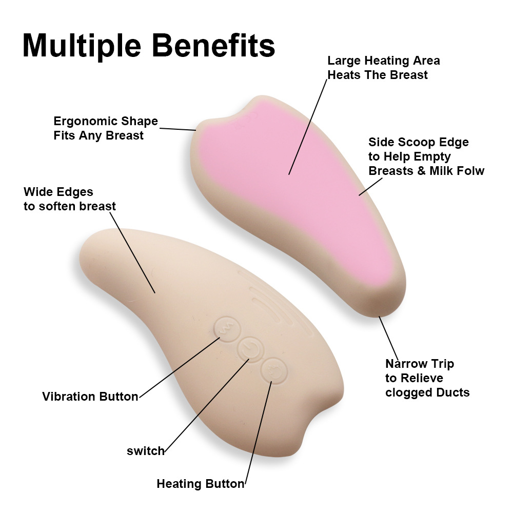 Calefacción masajeador de lactancia posparto para mujeres líquido todo incluido masajeador de lactancia materna de silicona