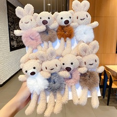 かわいい立体の熊のウサギのぬいぐるみの髪輪の甘い団子の頭のひもは髪の毛の馬尾の髪のひもの少女の髪飾りを結びます。