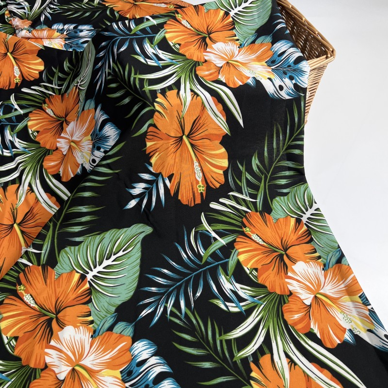 2024 nuevo estilo tela estampada elástica de cuatro lados viajes vacaciones estilo playa pantalones tirantes vestido ropa tela