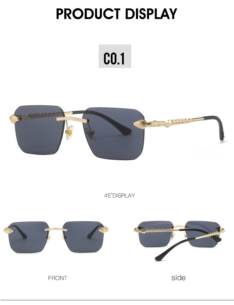 Classic Style Streetwear Square Ac Square Frameless Men's Sunglasses display picture 2