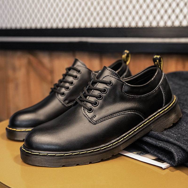 Spring 2024 New Low-top Big-head Foreign Trade Special Offer Black Tooling Martin Men's Shoes Large Size British Style Casual Shoes