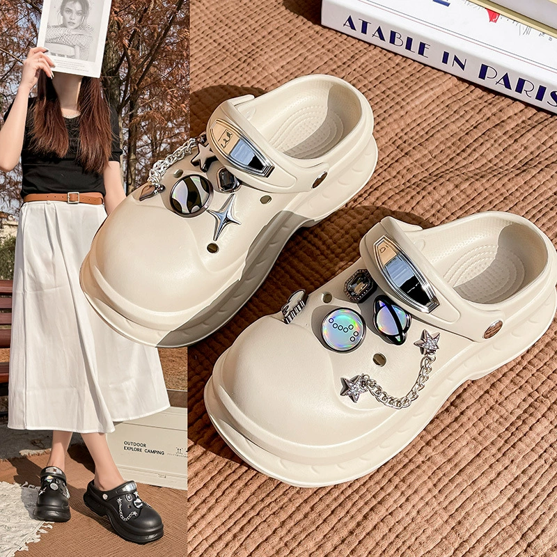 Модные дикие холодные тапочки летние новые толстые подошвы