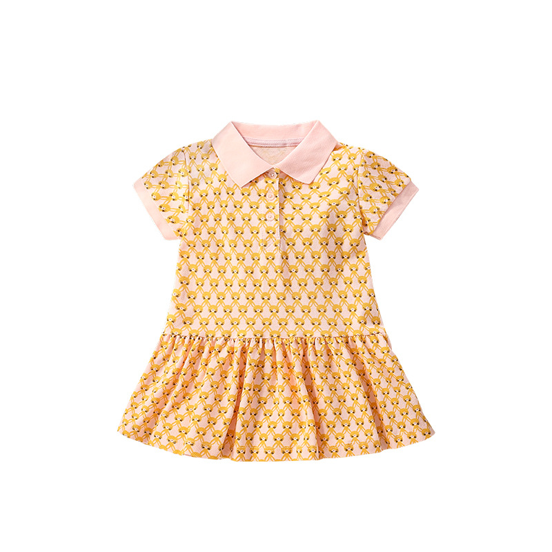 Falda para niña malwee verano nuevo estilo europeo y americano niños pequeños y medianos estilo occidental niña vestido de manga corta para niños