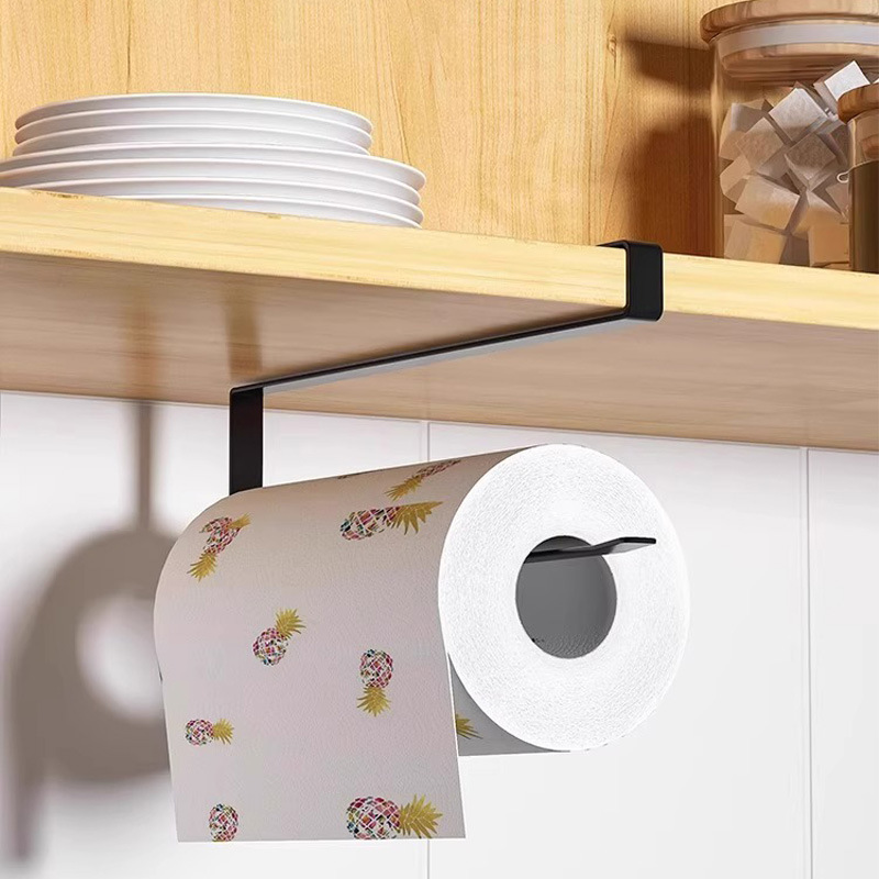 Estante de toallitas de cocina sin agujeros de hierro forjado estante de papel de servilletas domésticas puertas de gabinete caja de extracción estante de pared