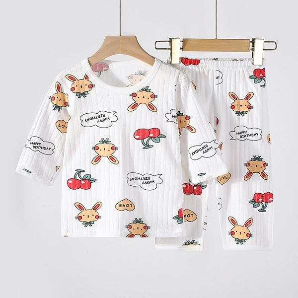 Jacquard home wear-Cherry Rabbit (three-quarter sleeves and three-quarter pants)