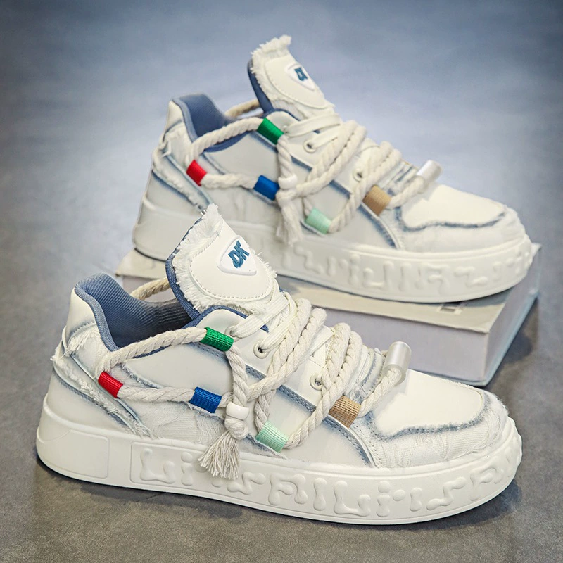 Trend denim breathable sneakers, men's sports low casual footwear for leisure, autumn, 2023 collection