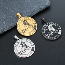跨境新款不锈钢霸气个性十二星座圆牌吊坠 diy钛钢男士星座吊牌
