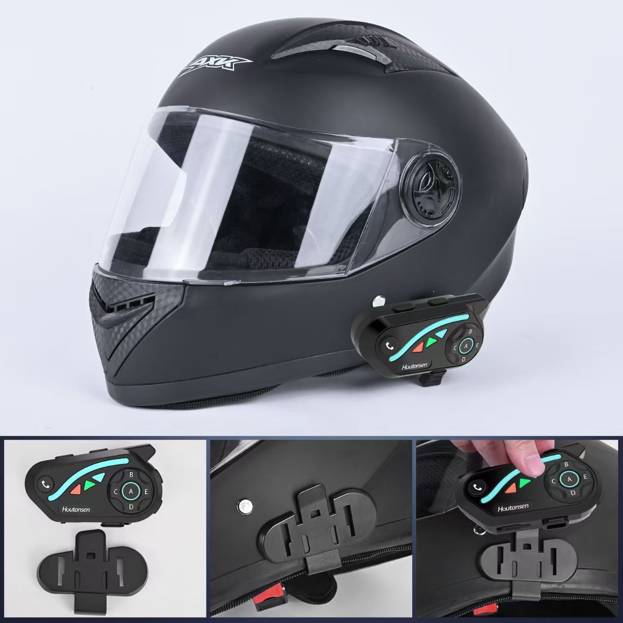 V8Plus Helmet Bluetooth Intercom Headset 1-to-7 Bluetooth Intercom Headset 2500m Real-Time Intercom for Cycling and Skiing