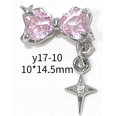 En línea popular LZ estrella mango circón joyería de uñas al por mayor amor cadena arco Rosa diamante decoración de uñas