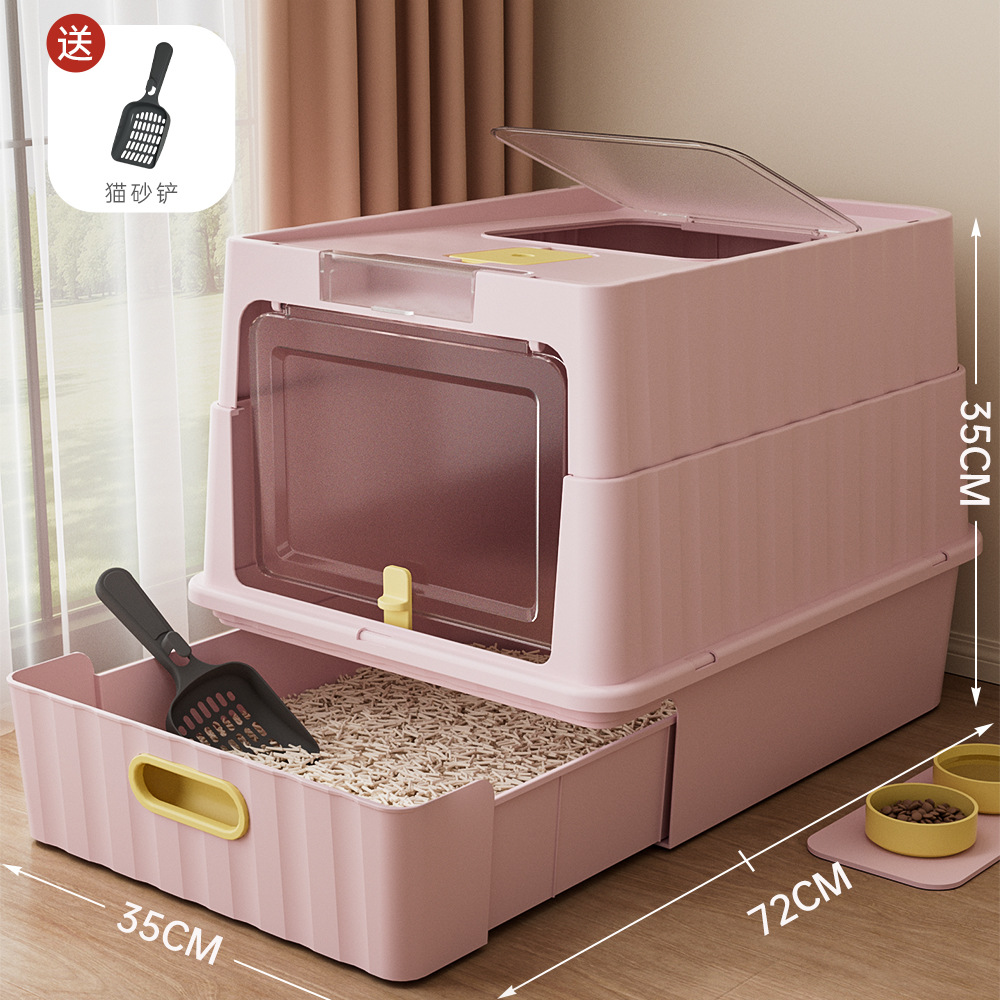 Super gran anti-spillado lavabo de arena para gatos totalmente cerrado tipo cajón plegable inodoro para gatos lámpara esterilizante ultravioleta artículos para mascotas