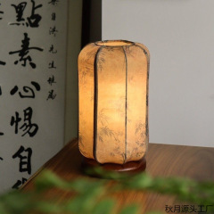 中式禅意台灯中国古典床头灯卧室手工绘画复古书房氛围茶室氛围灯