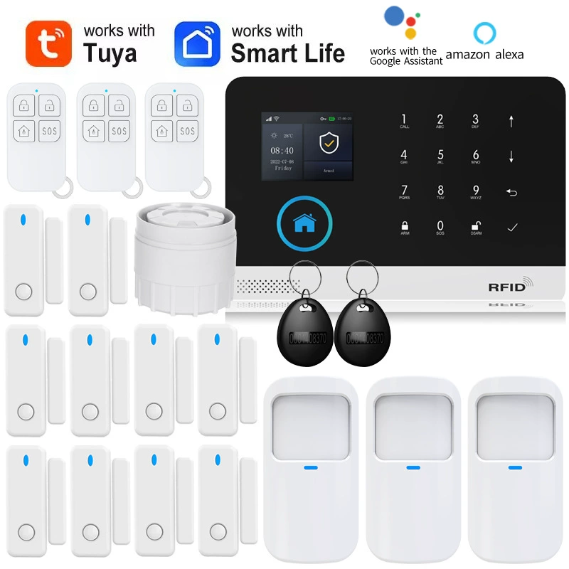 GSM WiFi защита безопасности Alexa Tuya домашняя охрана против кражи датчик движения дверной магнитный сигнализация система безопасности