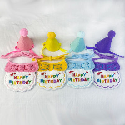 ins Pets birthday Hat decorate Saliva towel Kitty Bibs Atmosphere Accessories letter Embroidery scarf Dogs