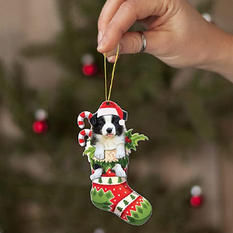 Cross-border New 2022 Christmas Socks Pendant Mini Animal Fun Christmas Tree Decoration Creative Gift Hanging Ornaments