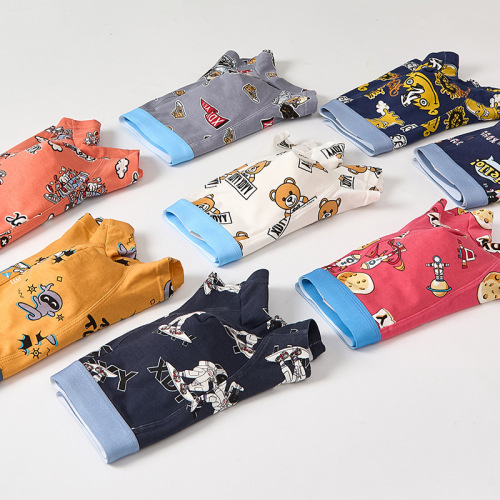 Men's pure cotton wholesale straight-leg pants with cartoon prints four-sided underwear trendy comfortable men's dropshipping underwear