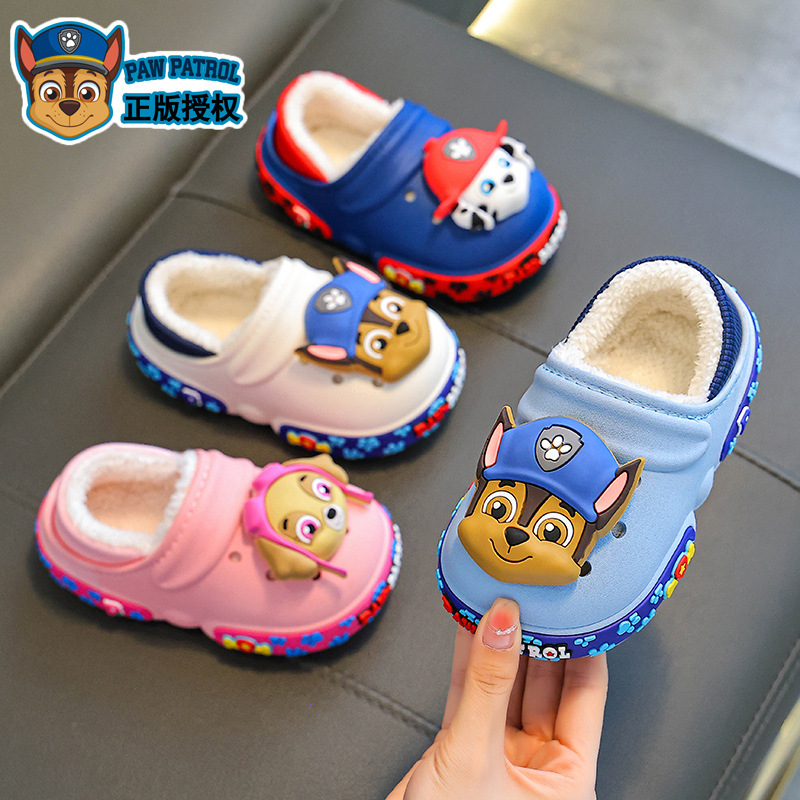 Zapatillas de algodón para niños de invierno para niños, niñas y niños, calentamiento de terciopelo impermeable, zapatos de talón de algodón para niños