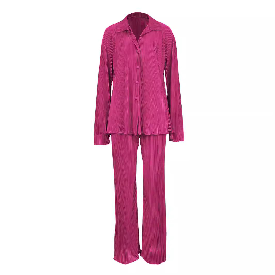 Women's Clothing AD1555 women's clothing Independent station autumn and winter new solid color pleated long sleeved suit_voghion.com