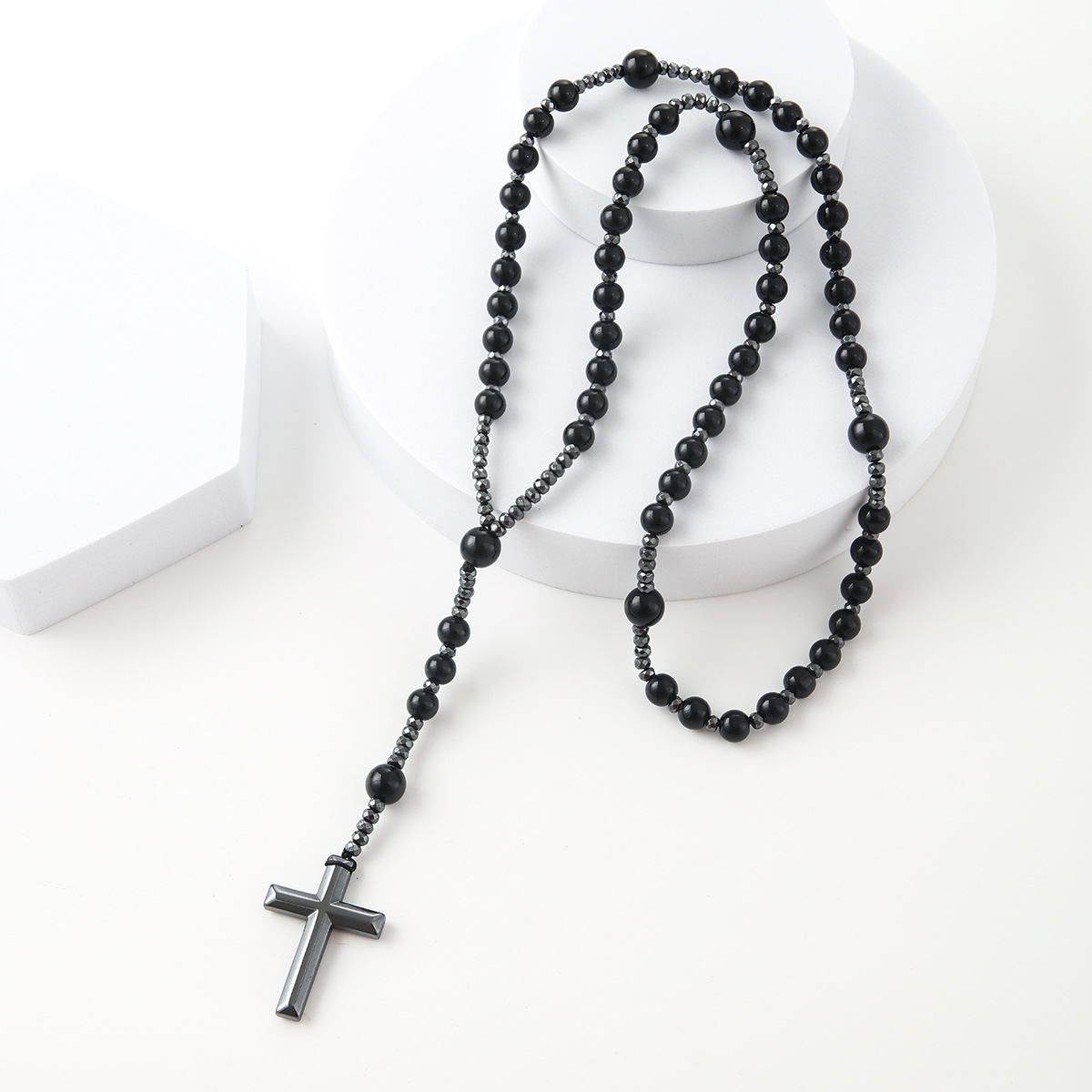 Black Cross Pendant Necklace Image 1