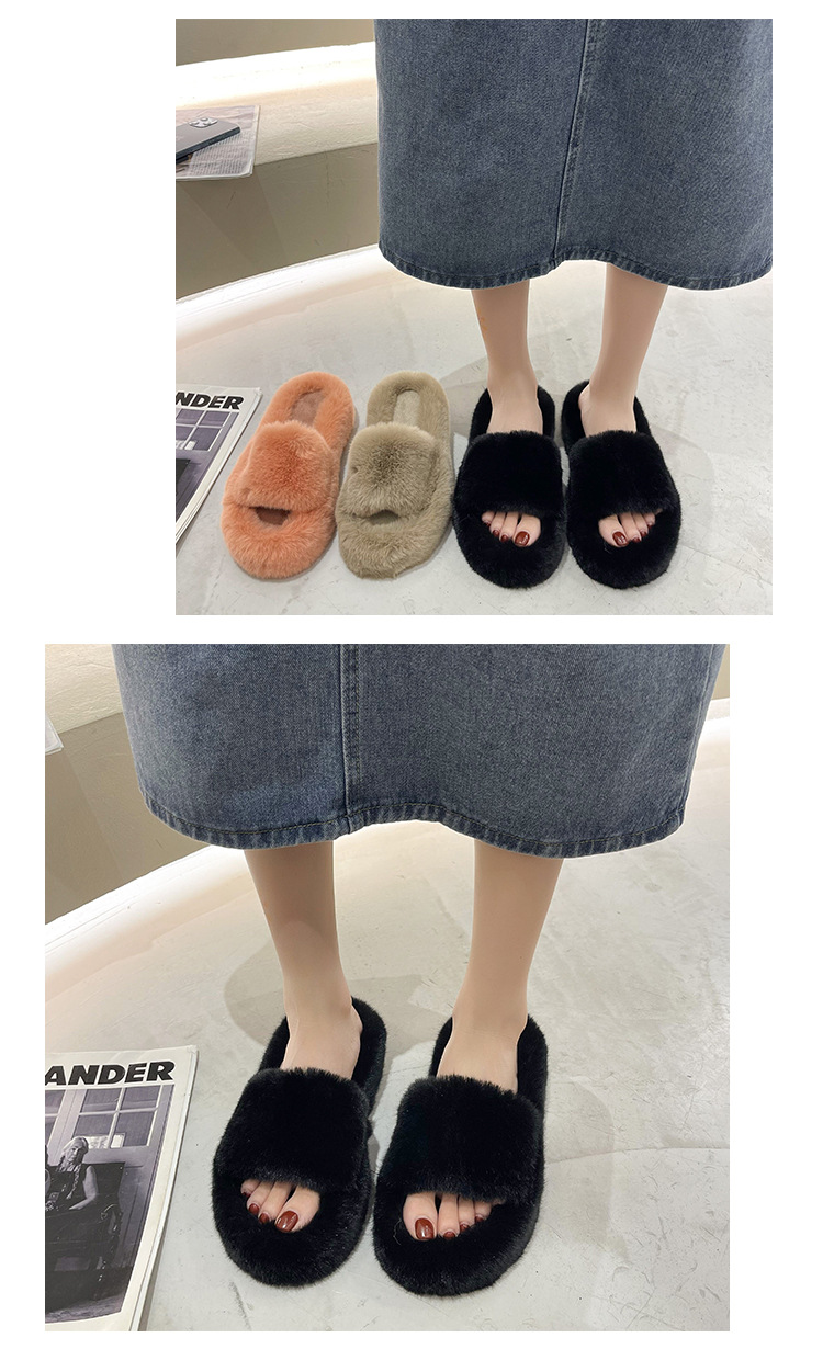 Women's Basic Solid Color Round Toe Plush Slippers display picture 5