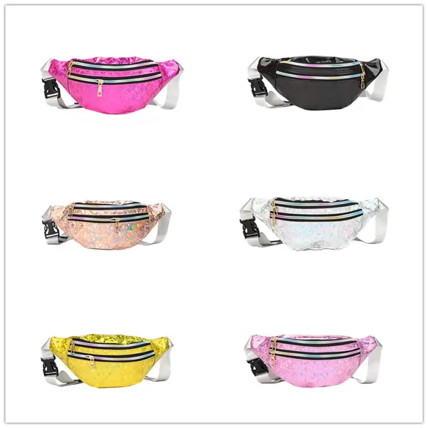 Cross-Border Foreign Trade Waist Bag for Women, New Laser Sequin Multifunctional Waist Bag, Single Shoulder Crossbody Fashion Bag, Outdoor Chest Bag
