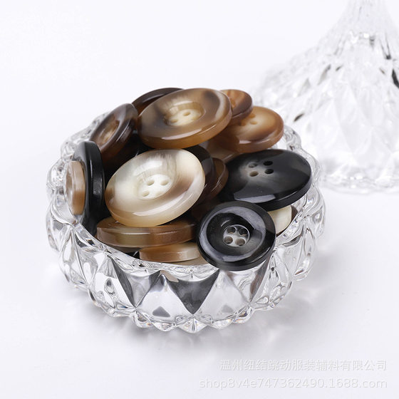 Spot glossy resin button suit suit round button black accessories trench coat coat clothes accessories