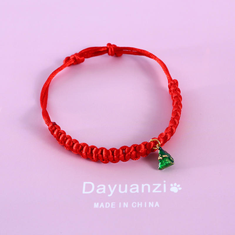 Pet red cordón tejido collar ajustable gato perro conejo chino Fengfu Spring Festival Zongzi collar