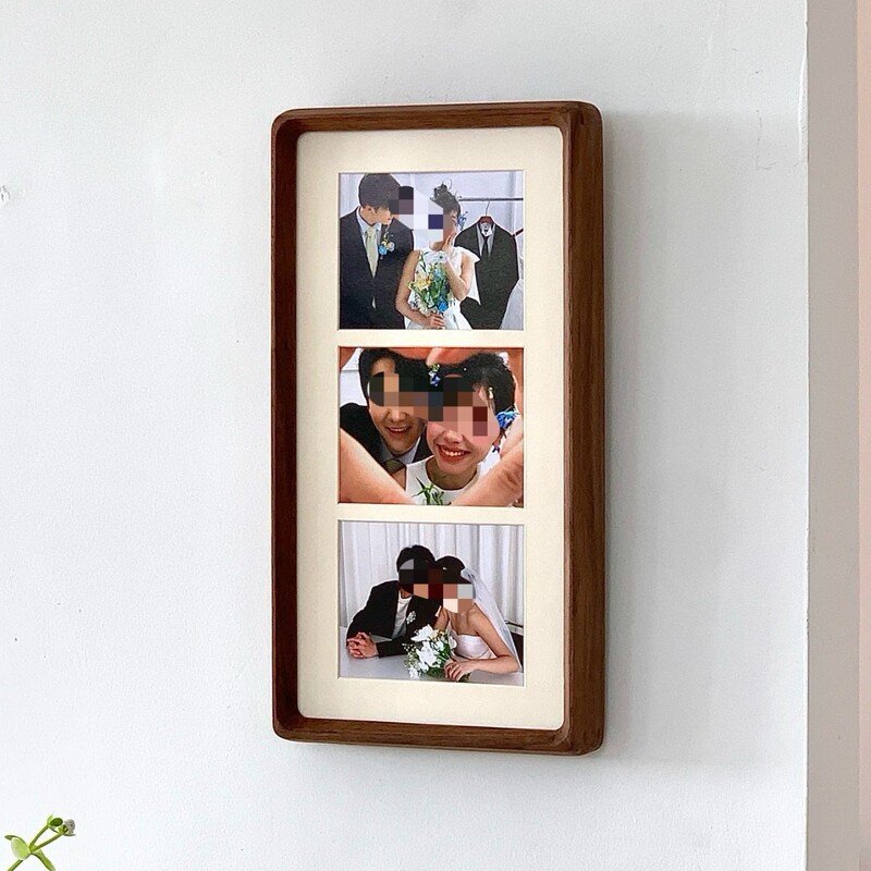 Solid wood multi-palace grid long photo frame photo wall DIY printing framed walnut high sense two-piece table