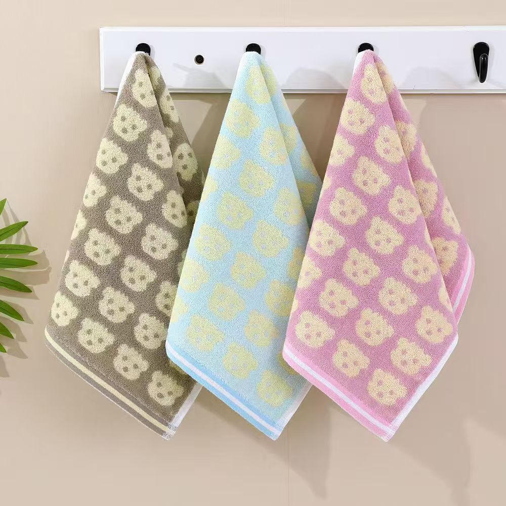 toalla de algodón suave para niños toalla de baño doméstica jardín de infantes no es fácil de caer Jacquard toalla de absorción de agua suave para niños