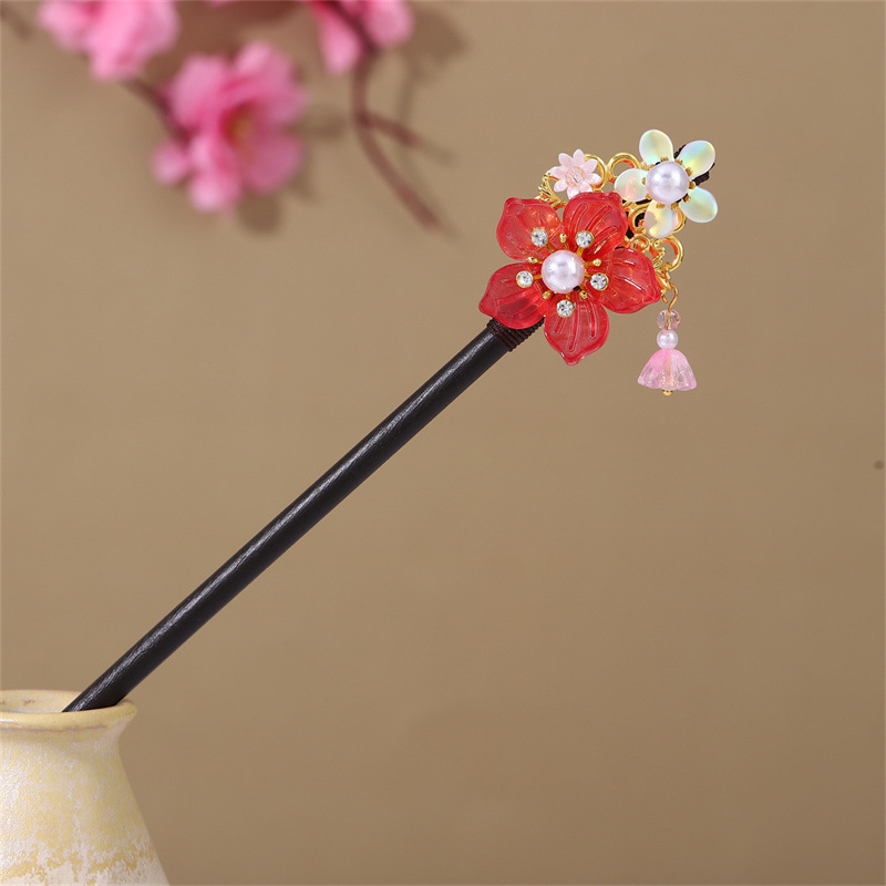 古风流苏发簪步摇木簪子仿黑檀木头饰盘发汉服配饰品挽发钗批发女|undefined