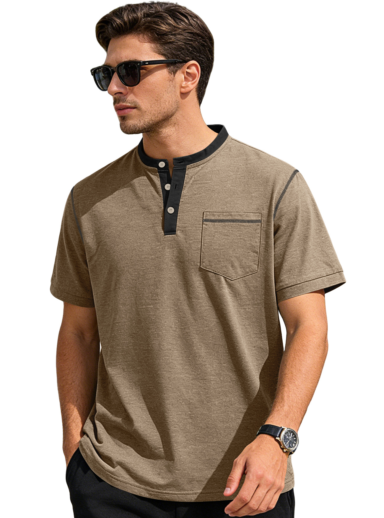 Nuevo transfronterizo Europa y América Amazon verano nuevo hombre botón de cuello de manga corta camiseta polo casual de negocios