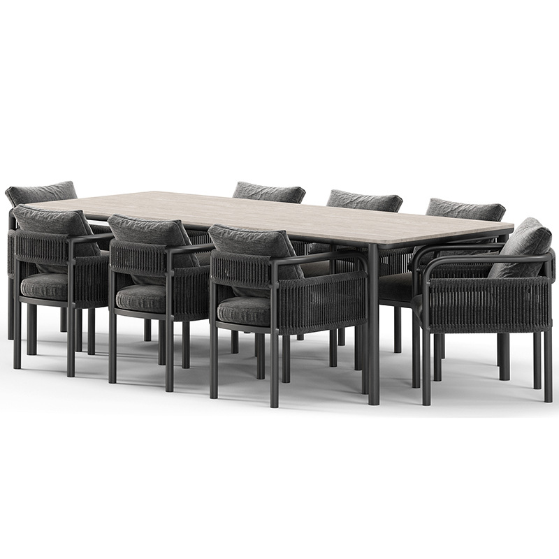 Mesa y silla de ocio al aire libre patio jardín al aire libre muebles impermeables y protectores solares alojamiento residencial hotel chalet percha combinación de silla de caña