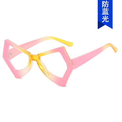 Cross-border retro personalized glasses frame anti-blue light butterfly-shaped flat mirror for women large frame irregular plain European and American glasses frame