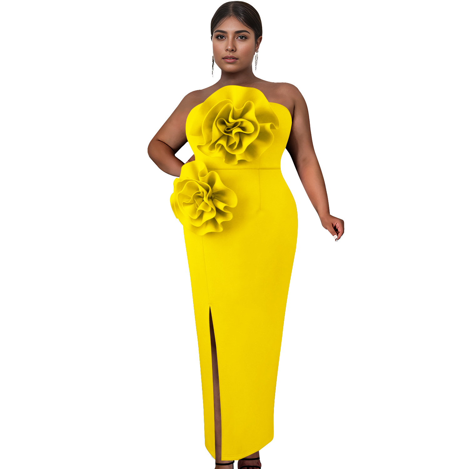 C7039 Aliexpress transfronterizo Amazon estación independiente de moda europea y americana ropa de mujer sin mangas de color sólido vestido de bifurcación nuevo