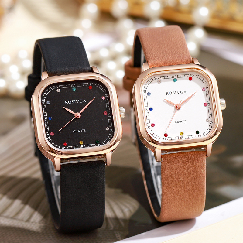 Fashion Joker Women's Watch Women's Square Classic Simple Color Diamond Korean-style Belt Niche Student Cross-border Explosions