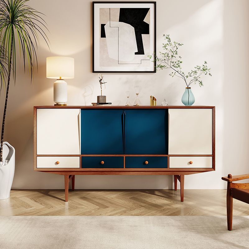 丹麦中古风餐边柜拼色樱桃木入户玄关柜茶水柜家用实木储物收纳柜