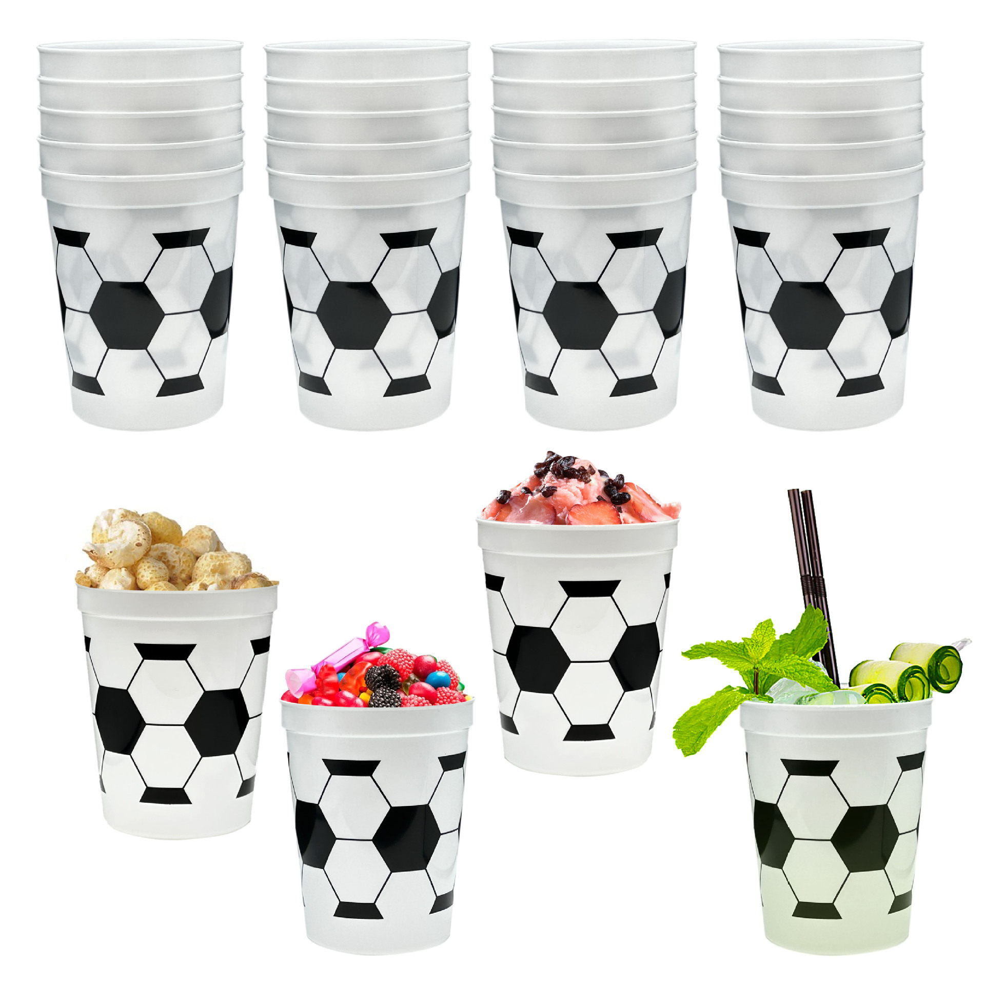16 oz World Cup Football Plastic Party Cup Reusable Anti-Fall Watching Game Beer Cup Bar Party Cup
