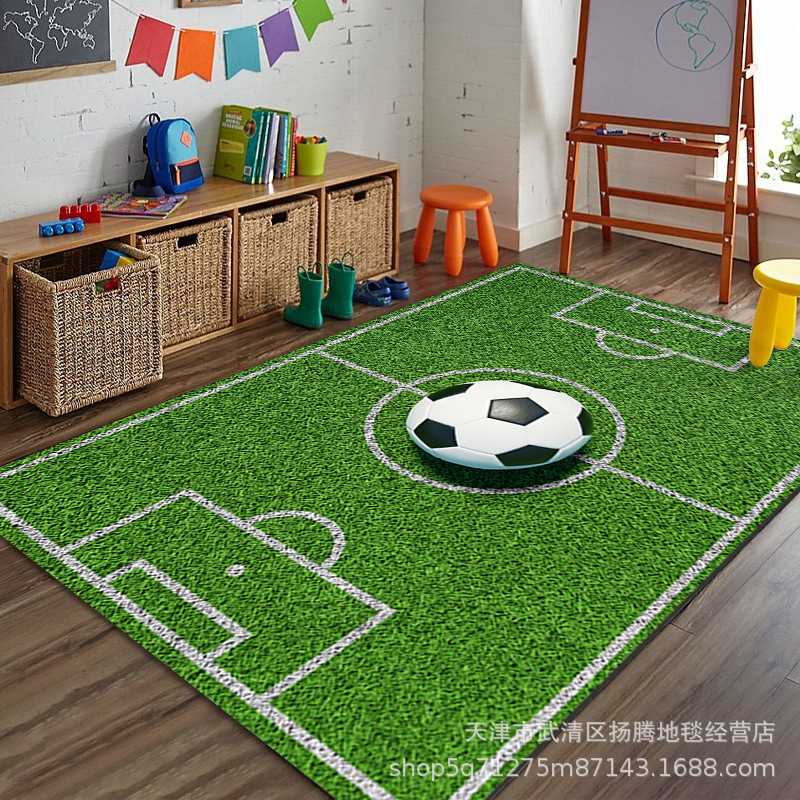 卡通运动场地毯亲子儿童游戏地垫欧洲杯足球装饰地毯满铺床边毯
