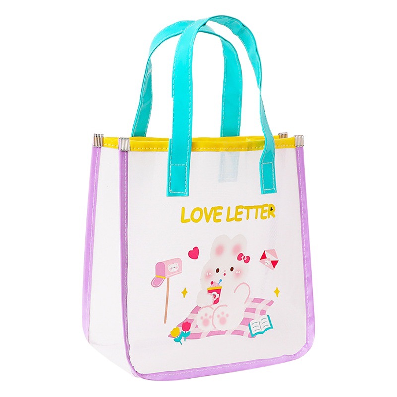 Gran capacidad de las mujeres bolso de viaje bolsa de playa bolsa de jalea transparente malla portátil Satchel bolsa de compras al por mayor